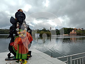 Grand bassin crater lake in mauritius temple