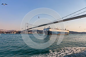 The grand bridge of Sultan Mehmed Fatih through the Bosphorus an