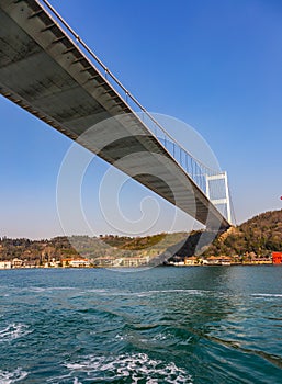 The grand bridge of Sultan Mehmed Fatih through the Bosphorus, Turkey