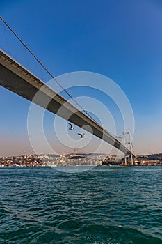 The grand bridge of Sultan Mehmed Fatih through the Bosphorus, Turkey