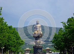 Grand Buddha Sculpture with Bathing by nine dragons in the front