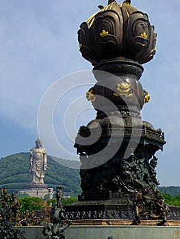 Grand Buddha Sculpture with Bathing by nine dragons in the front