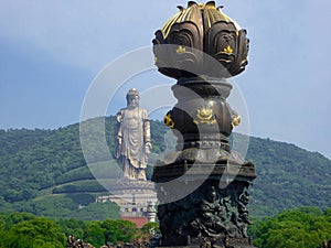 Grand Buddha Sculpture with Bathing by nine dragons in the front