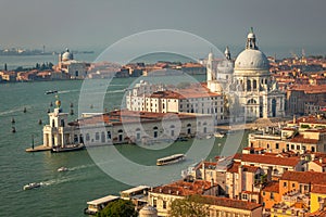 Grand Canal and Basilica from above Campanile, St. Mark's Square, Venice