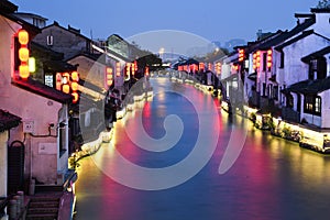 Night view (night scene; nightscape) of Nanchang Street, Wuxi photo