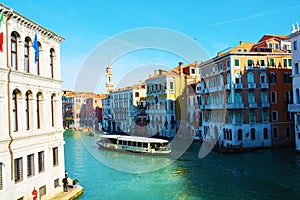 Grand Canal and boats in Venice, Italy, Europe