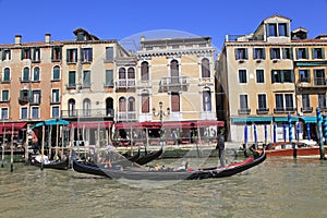 Grand Canal and gondolas, Venice, Italy