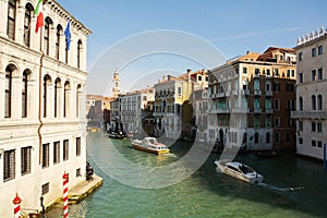 Grand Canal and historical buildings, Venice, Italy, Europe