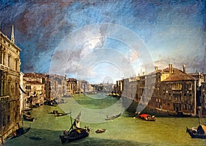 The Grand Canal from Palazzo Balbi towards the Rialto by Canaletto 1722