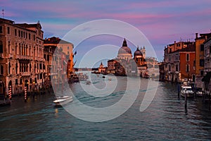 Grand Canal in Venice, Italy at night