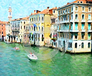 The Grand Canal, Venice; Oil Painting Style