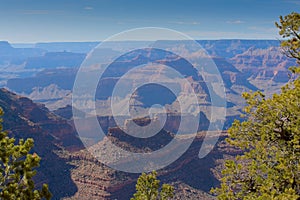 The Grand Canyon, Arizona, filled with smoke from a forest fire.