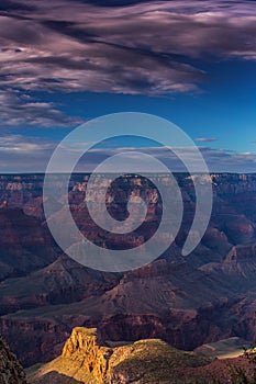 Grand Canyon, Arizona, scenery, profiled on sunset sky