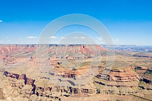 Grand Canyon and blue sky aerial photo, Arizona, USA