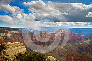 Grand Canyon Bright Angel Trail Overlook Snow Flurries