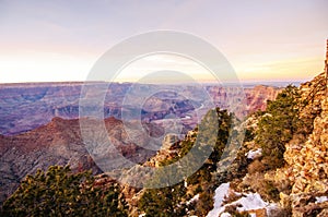 Grand canyon and Colorodo River sunset view in along south rim in winter photo