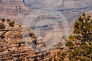 Grand Canyon Geological Layers Close up View of Rugged Rocks, Mineral Shades, USA