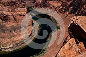 Grand canyon, Glen Canyon. Horseshoe Bend and Colorado river. Adventure place. Panoramic Horeseshoe Bend.