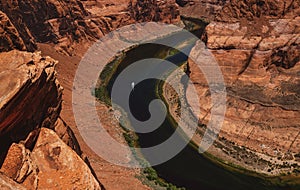 Grand canyon, Glen Canyon. Horseshoe Bend and Colorado river. Adventure place. Panoramic Horeseshoe Bend.