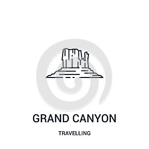 grand canyon icon vector from travelling collection. Thin line grand canyon outline icon vector illustration. Linear symbol