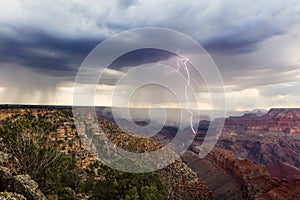 Grand Canyon lightning and rain