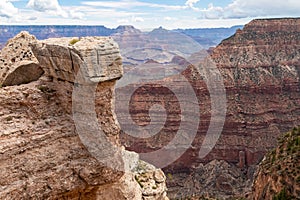 Grand Canyon - Massive rock formation with panoramic view of O Neill Butte seen from South Kaibab hiking , Arizona, USA