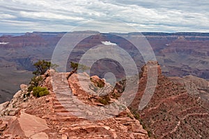 Grand Canyon - Panoramic aerial view from Ooh Ahh point on South Kaibab hiking trail at South Rim, Arizona, USA