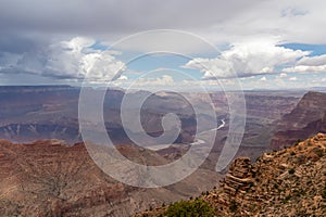 Grand Canyon - Panoramic aerial view seen from Desert View Point at South Rim of Grand Canyon National Park, Arizona, USA