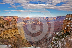 Grand Canyon winter cliffs and valley view