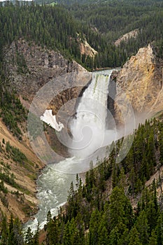 Grand Canyon of the Yellowstone lower falls waterfall view from Inspriation Point