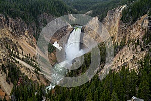 Grand Canyon of the Yellowstone lower falls waterfall view from Inspriation Point photo