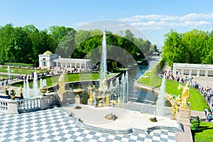 Grand cascade fountains in Petergof