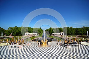Grand Cascade Fountains At Peterhof Palace garden