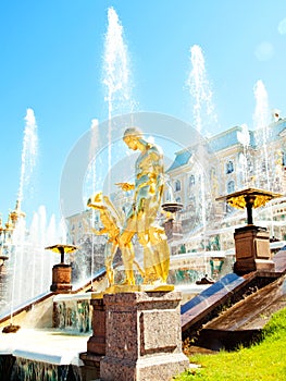 Grand Cascade Fountains At Peterhof Palace, Russ