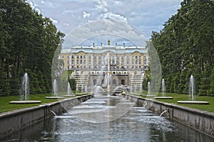 Grand Cascade Fountains Peterhof Palace Russia