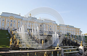 Grand Cascade Fountains At Peterhof Palace, St. Petersburg.