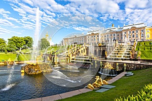 Grand Cascade of Peterhof Palace and Samson fountain, St. Petersburg, Russia photo