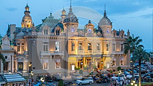 Grand Casino in Monte Carlo day to night timelapse, Monaco. historical building