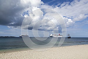 Grand Cayman Island Ships And A Cloudy Sky