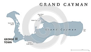 Grand Cayman gray political map photo