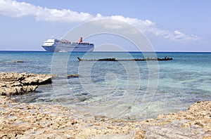 Grand Cayman Sunken Ship And A Cruise Liner