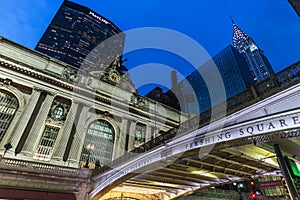 Grand Central Terminal at night in New York City, USA