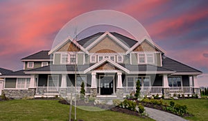 Grand Country Designer Mansion House Home Dwelling Residence Large Front Porch Exterior