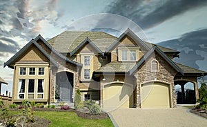 Prestigious Residence Dream Home Exterior House Grand Dwelling Custom Design Cedar Shake Roofing