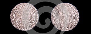 Grand Duchy of Lithuania coin ort averse and reverse isolated photo