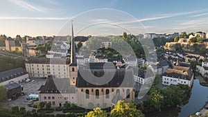 Grand Duchy of Luxembourg city skyline time lapse at Grund old town