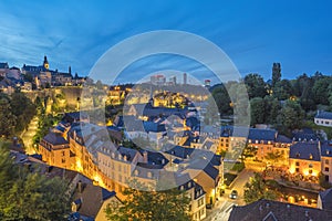 Grand Duchy of Luxembourg, night city skyline photo