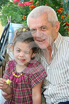 Grand father and grand doughter portrait