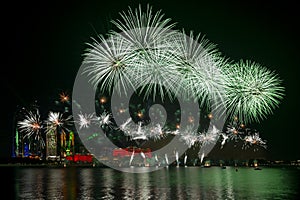 Grand fireworks display in Abu Dhabi in UAE as part of 50th Golden Jubilee UAE National Day celebrations