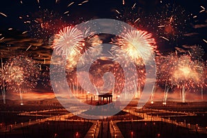 Grand fireworks display lighting up the night